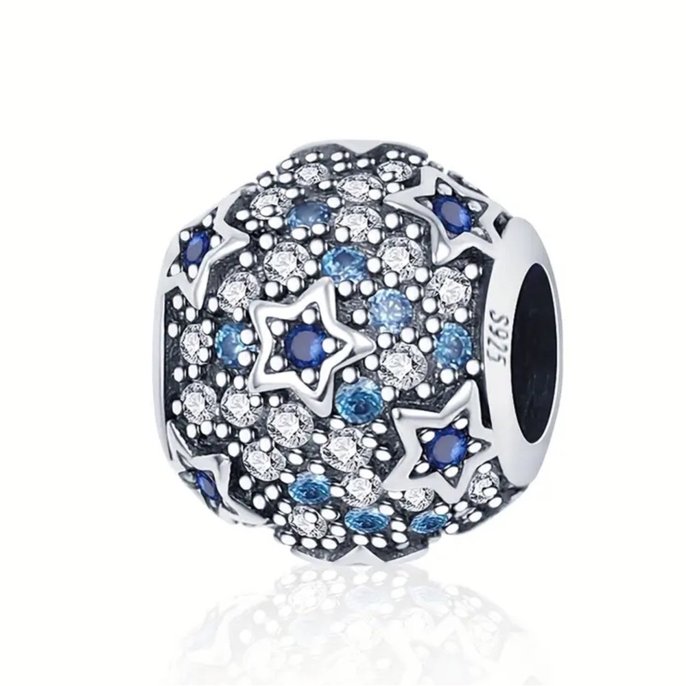 Silver and Blue Star Charm